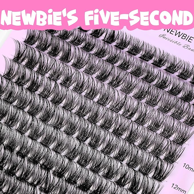 VEYESBEAUTY Lash Clusters Individual Eyelash Extensions Thin & Invisible Band DIY False Eyelashes for Self-application Newbie's Five-Second Series Wispy Lash Tray, Boldeye 8-16mm Mixed Length